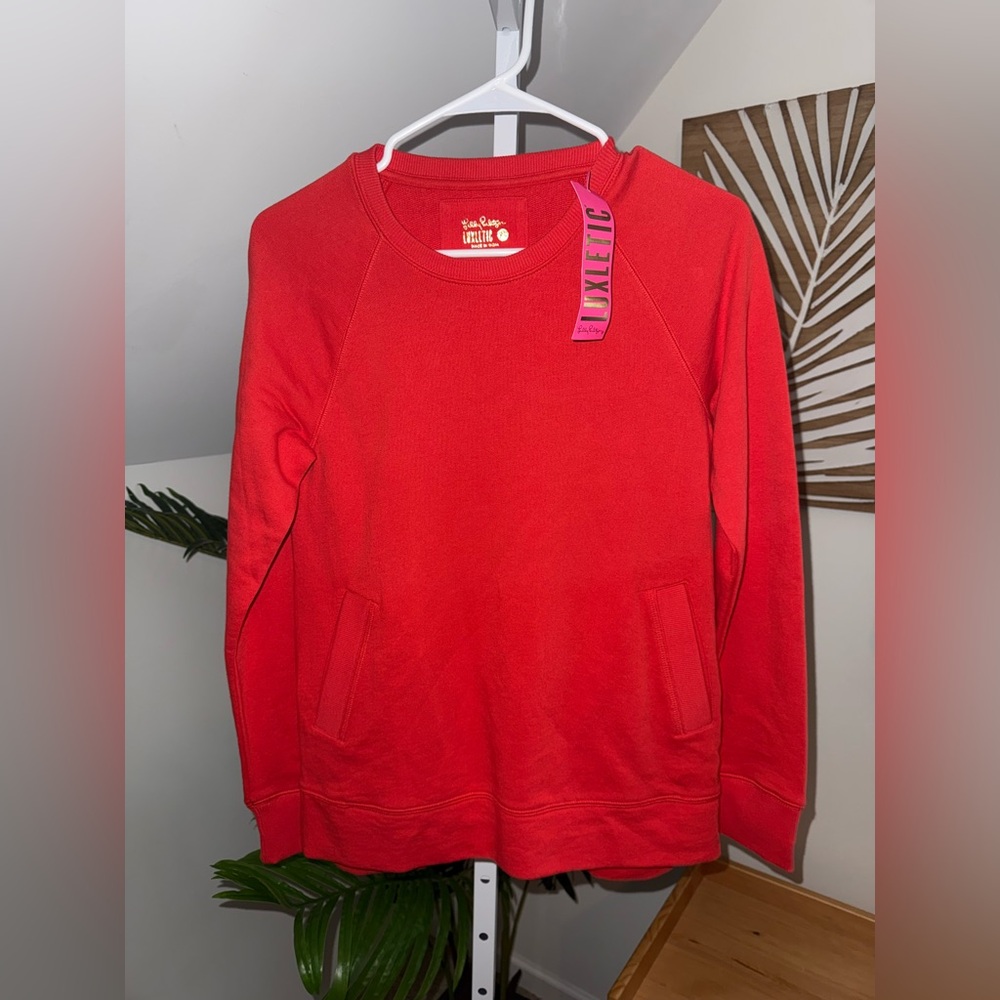 Lilly‎ Pulitzer Luxletic Beach Comber Pullover ruby red XS NWT!